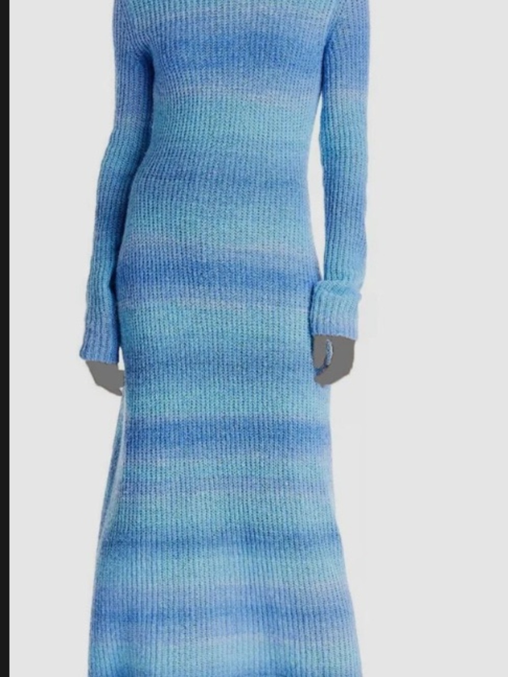 Vince Blue Ombre Long-Sleeve Ribbed Maxi Dress